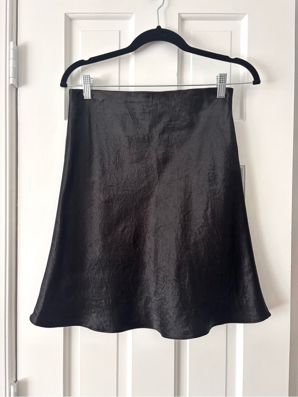 Black Satin A-Line Women's Skirt